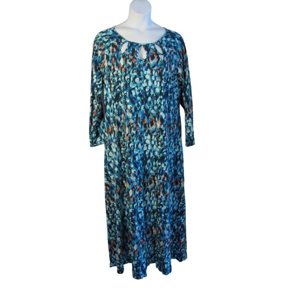 Soft Surroundings Teal and Rust Patterned Maxi Dress - Picture 1 of 3